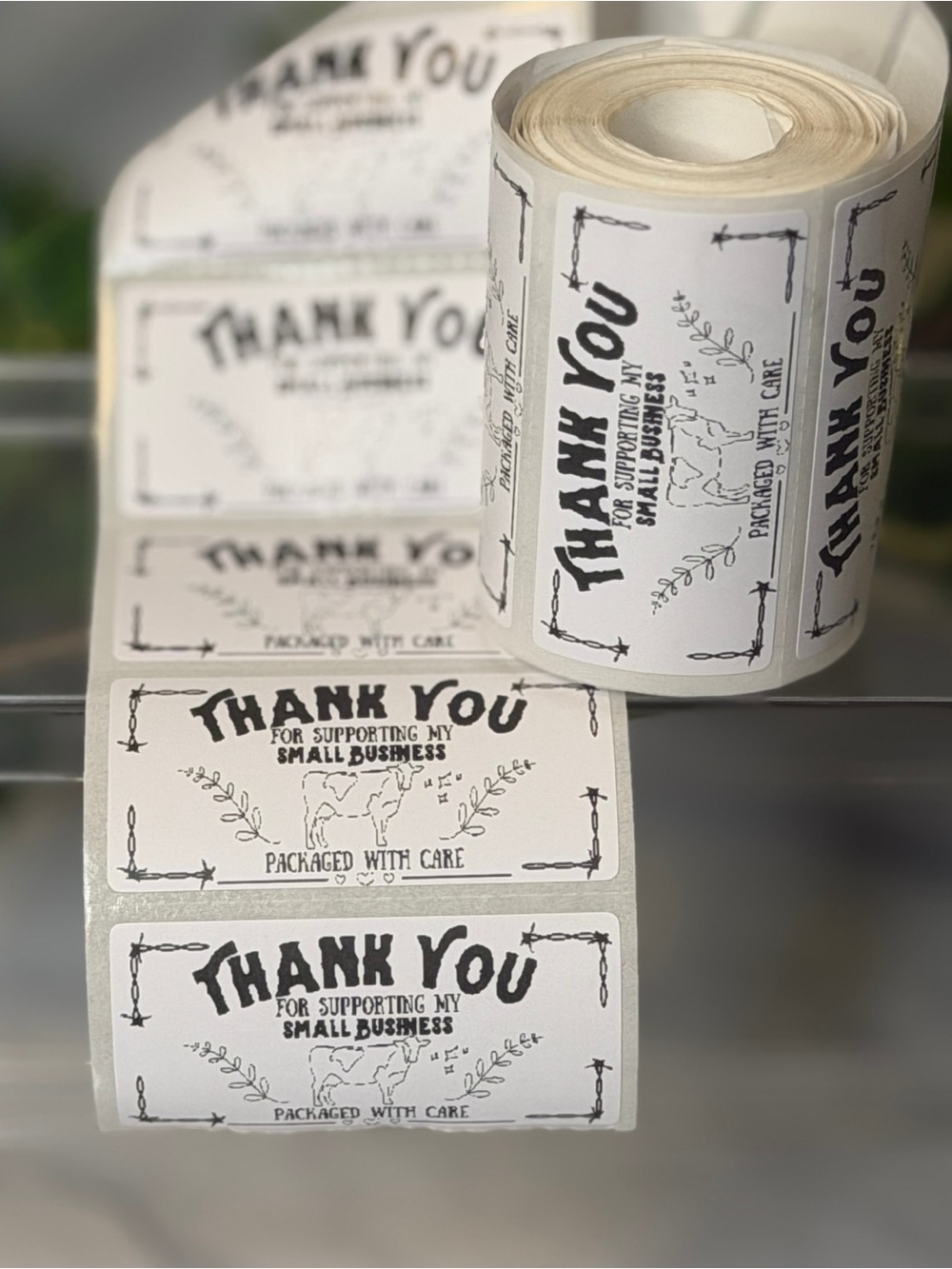 200 Farmhouse Thank You Labels 2x1 Small Business Packaging Stickers Cute